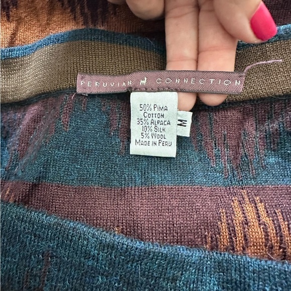Peruvian Connection Pima cotton/alpaca/silk/wool blend western maxi skirt. Artsy - Picture 4 of 8